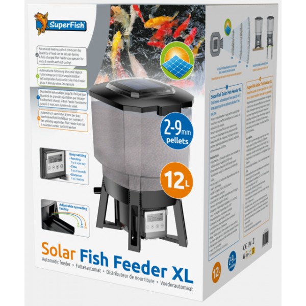 Bassin de jardin : DISTRIBUTEUR NOURRITURE 12L SOLAR FISH FEEDER TAILLE XL, Distributeur automatique