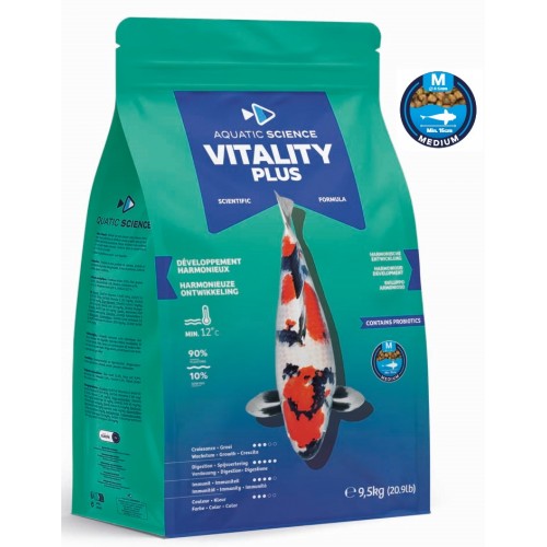 Bassin de jardin : Aquatic Science Vitality Plus MEDIUM 9,5kg, Nourriture Ichi Food-Aquatic Science