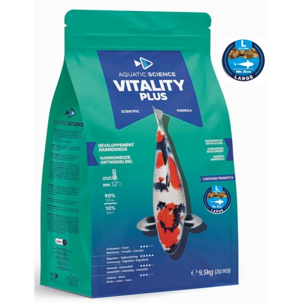 Bassin de jardin : Aquatic Science Vitality Plus LARGE 9,5kg, Nourriture Ichi Food-Aquatic Science