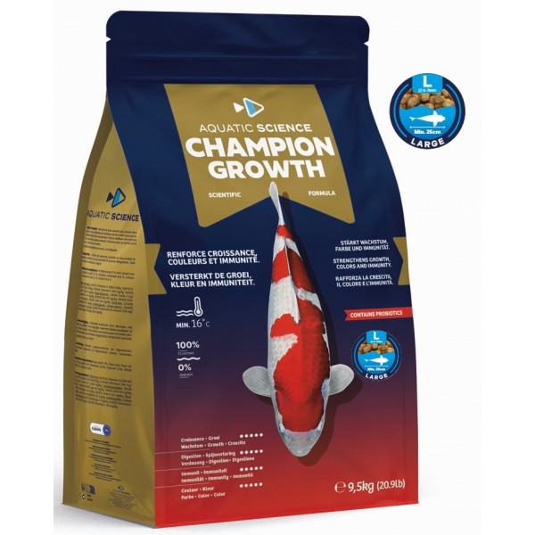 Bassin de jardin : Aquatic Science Champion Growth LARGE 9,5kg, Nourriture Ichi Food-Aquatic Science