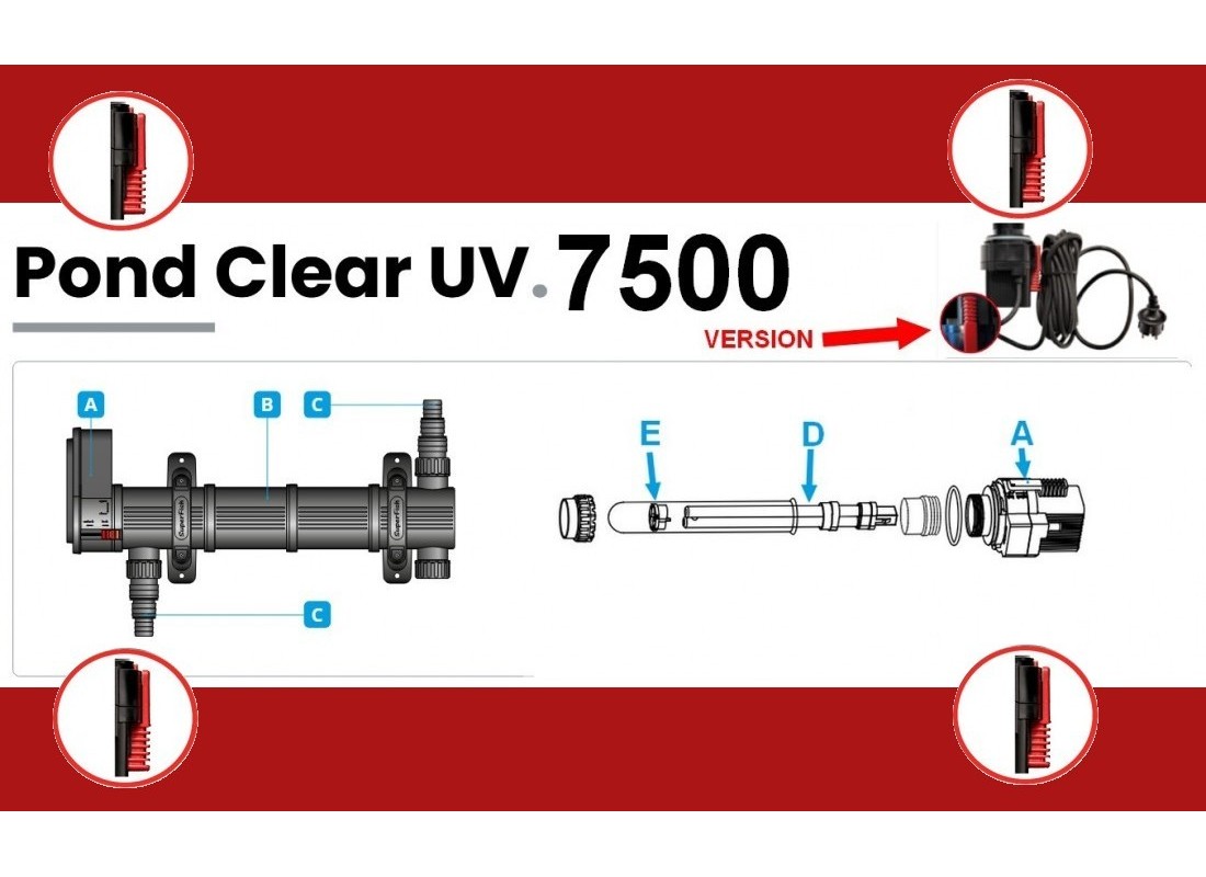 UV POND CLEAR 7500 VERSION BOUTON ROUGE