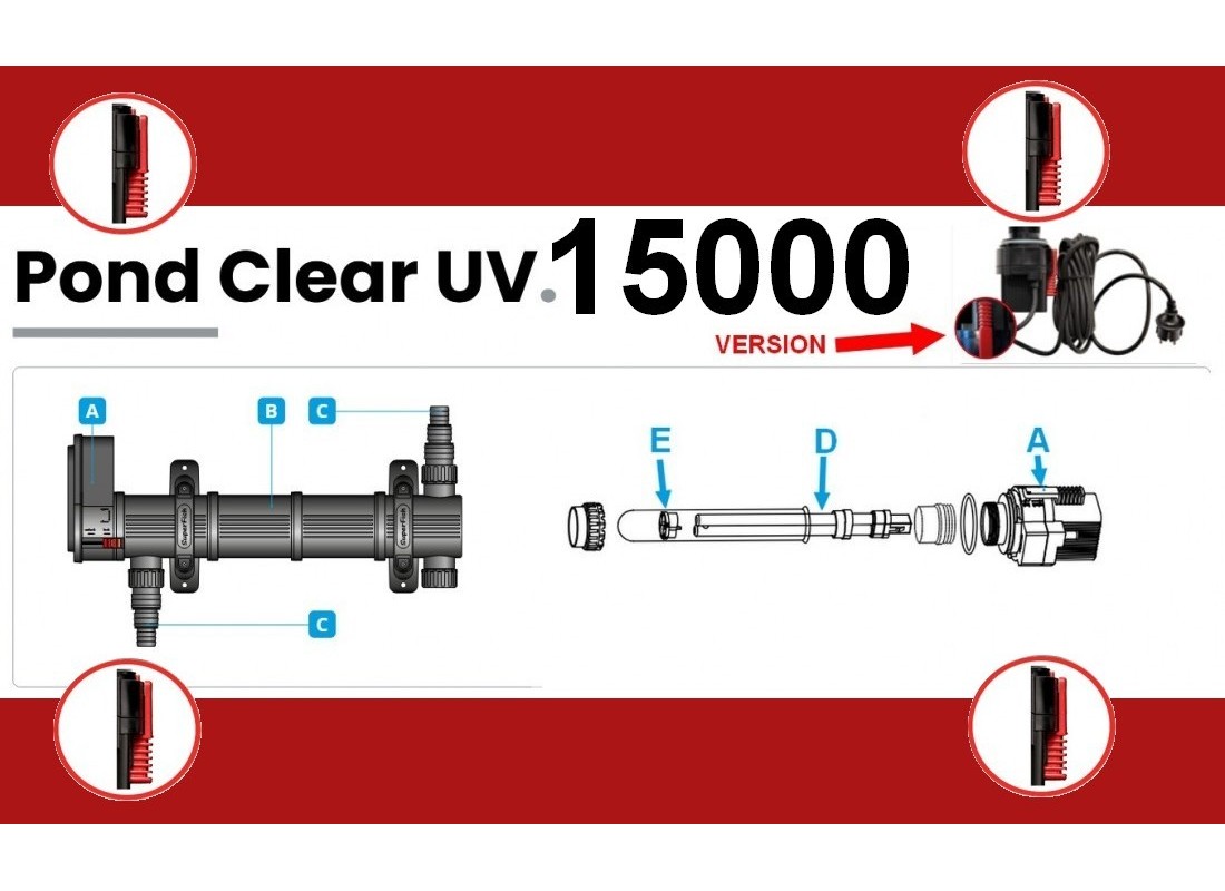 UV POND CLEAR 15000 VERSION BOUTON ROUGE